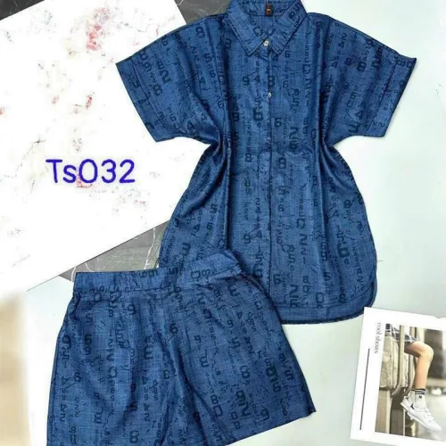 Đồ bộ quần đùi áo sơ mi tay ngắn hoạ tiết hoa