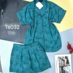 Đồ bộ quần đùi áo sơ mi tay ngắn hoạ tiết hoa
