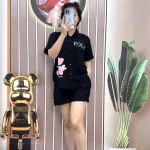 Đồ bộ quần đùi áo sơ mi tay ngắn in chữ