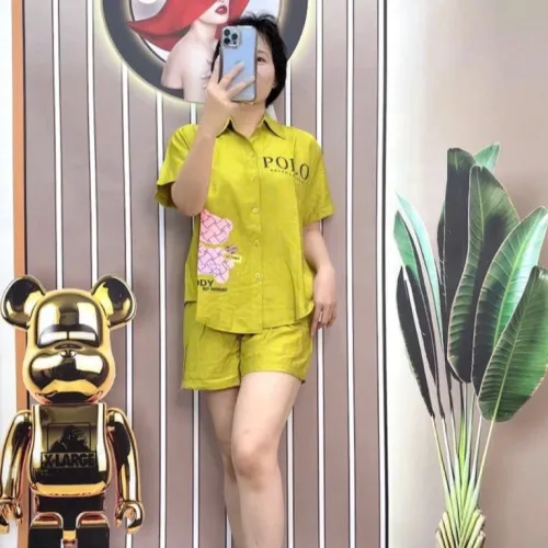Đồ bộ quần đùi áo sơ mi tay ngắn in chữ
