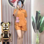Đồ bộ quần đùi áo sơ mi tay ngắn in chữ