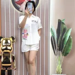 Đồ bộ quần đùi áo sơ mi tay ngắn in hình
