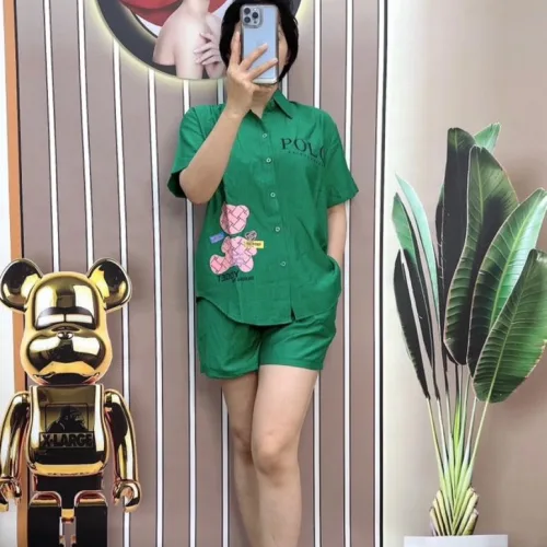 Đồ bộ quần đùi áo sơ mi tay ngắn in hình