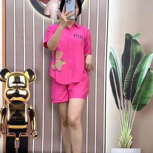 Đồ bộ quần đùi áo sơ mi tay ngắn in hình