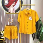 Đồ bộ quần đùi áo sơ mi tay ngắn in hình