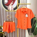 Đồ bộ quần đùi áo sơ mi tay ngắn in hình