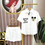 Đồ bộ quần đùi áo sơ mi tay ngắn in hình chuột mickey