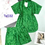 Đồ bộ quần đùi áo sơ mi tay ngắn màu trơn