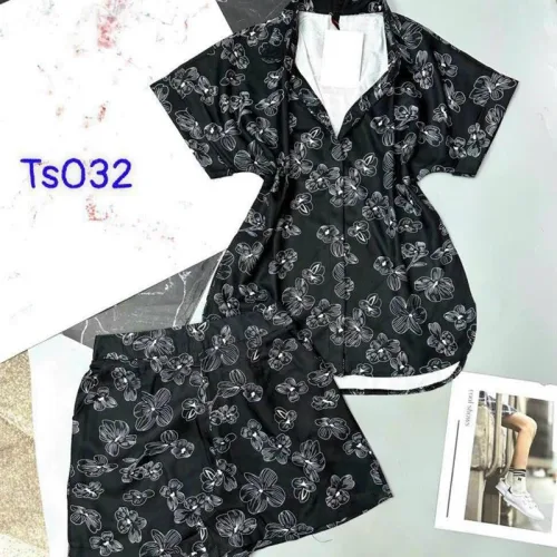 Đồ bộ quần đùi áo sơ mi tay ngắn màu trơn
