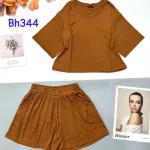 Đồ bộ quần đùi áo tay lửng cổ tròn màu trơn