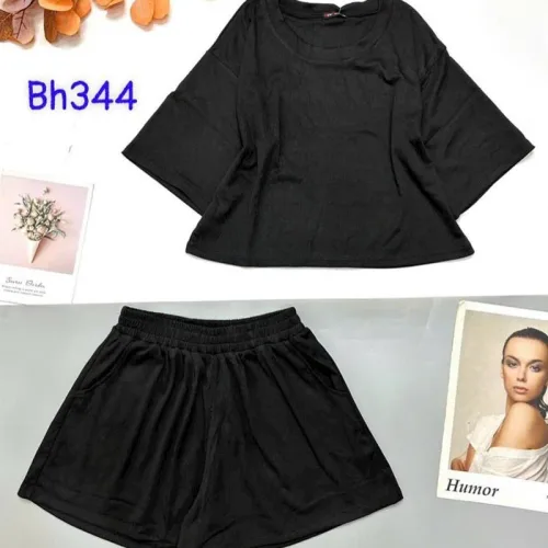 Đồ bộ quần đùi áo tay lửng màu trơn