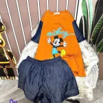 Đồ bộ quần đùi áo tay ngắn 2 màu in hình mickey