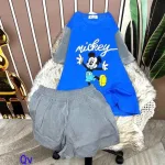 Đồ bộ quần đùi áo tay ngắn 2 màu in hình mickey