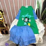 Đồ bộ quần đùi áo tay ngắn 2 màu in hình mickey