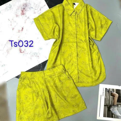 Đồ bộ quần đùi áo tay ngắn cổ bẻ màu trơn