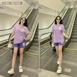 Đồ bộ quần đùi áo tay ngắn cổ tròn chữ B
