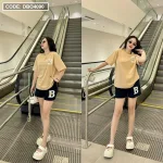 Đồ bộ quần đùi áo tay ngắn cổ tròn chữ B