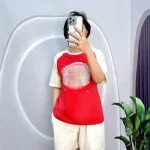 Đồ bộ quần đùi áo tay ngắn cổ tròn in chữ