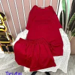 Đồ bộ quần đùi áo tay ngắn cổ tròn in chữ form rộng