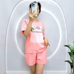Đồ bộ quần đùi áo tay ngắn cổ tròn in chữ nice