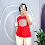 Đồ bộ quần đùi áo tay ngắn cổ tròn in hình
