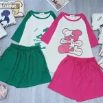Đồ bộ quần đùi áo tay ngắn cổ tròn in hình