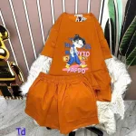 Đồ bộ quần đùi áo tay ngắn cổ tròn in hình