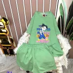 Đồ bộ quần đùi áo tay ngắn cổ tròn in hình