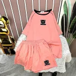 Đồ bộ quần đùi áo tay ngắn cổ tròn in hình
