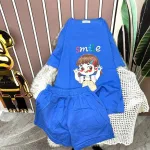 Đồ bộ quần đùi áo tay ngắn cổ tròn in hình bé gái