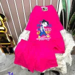 Đồ bộ quần đùi áo tay ngắn cổ tròn in hình bé gái
