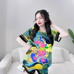 Đồ bộ quần đùi áo tay ngắn cổ tròn in hình mèo