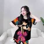 Đồ bộ quần đùi áo tay ngắn cổ tròn in hình mèo