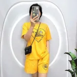 Đồ bộ quần đùi áo tay ngắn cổ tròn in hình trái tim