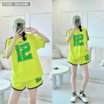 Đồ bộ quần đùi áo tay ngắn cổ tròn in số 12