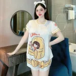 Đồ bộ quần đùi áo tay ngắn cổ tròn mặc nhà