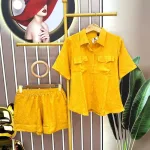 Đồ bộ quần đùi áo tay ngắn có túi màu trơn