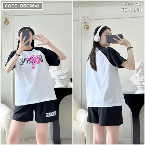 Đồ bộ quần đùi áo tay ngắn in chữ