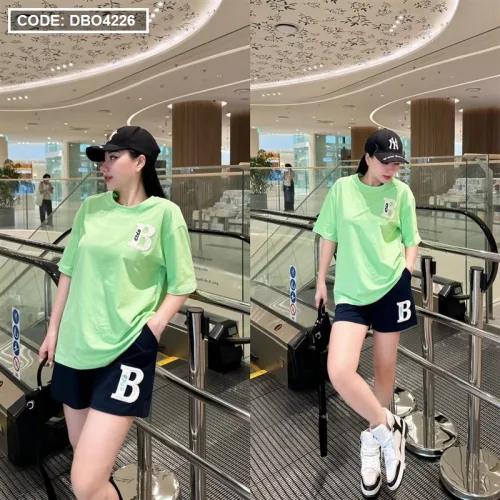 Đồ bộ quần đùi áo tay ngắn in chữ B