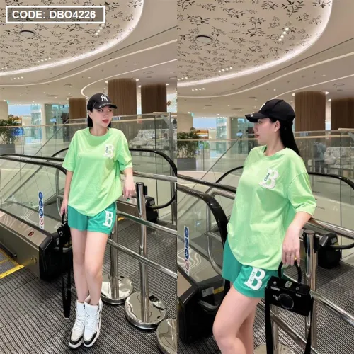 Đồ bộ quần đùi áo tay ngắn in chữ B