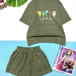 Đồ bộ quần đùi áo tay ngắn in chữ bape