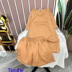 Đồ bộ quần đùi áo tay ngắn in chữ dập nổi form rộng