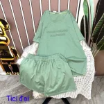 Đồ bộ quần đùi áo tay ngắn in chữ dập nổi form rộng