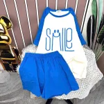 Đồ bộ quần đùi áo tay ngắn in chữ smile