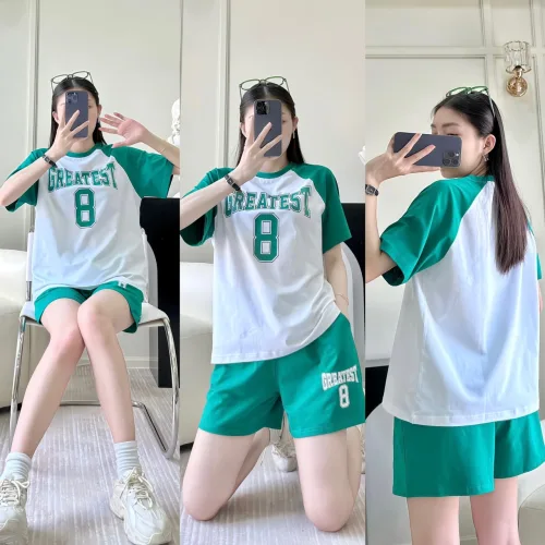 Đồ bộ quần đùi áo tay ngắn in chữ và in số 8