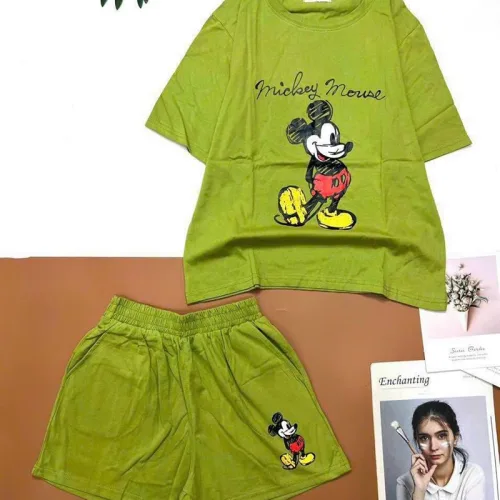 Đồ bộ quần đùi áo tay ngắn in hình chuột mickey
