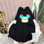 Đồ bộ quần đùi áo tay ngắn in hình đầu chuột mickey