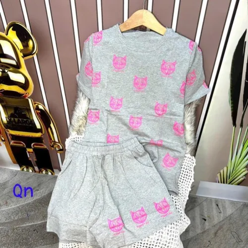 Đồ bộ quần đùi áo tay ngắn in hình đầu mèo