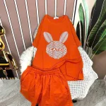Đồ bộ quần đùi áo tay ngắn in hình đầu thỏ