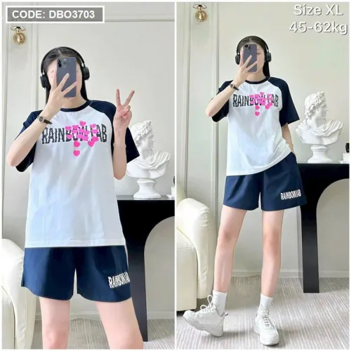 Đồ bộ quần đùi áo tay ngắn in hình form rộng